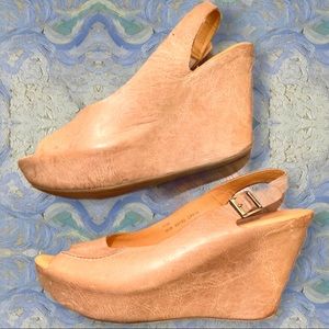 Corky’s covered heel wedge slingback sandals